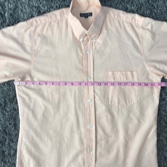 Short sleeves Shirt Mens large Cotton Linen Button Down Pink Casual - Picture 6 of 8